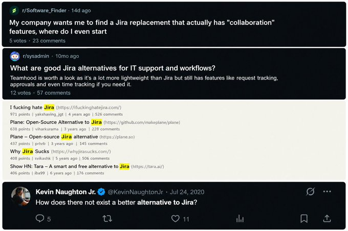 Reddit, Hacker News, and X posts asking for Jira alternatives