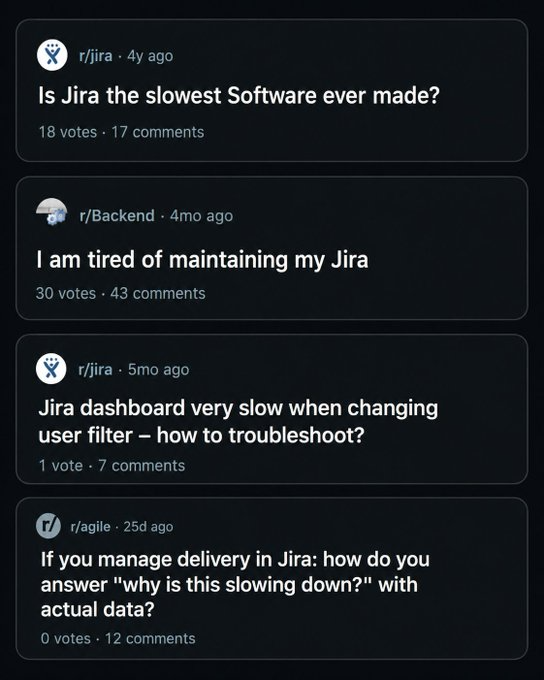 Reddit posts calling Jira the slowest software